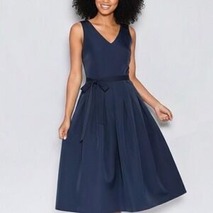 Heidi Weisel Vintage Silk Taffeta Party Dress Navy 8 Wedding Guest Bridesmaid